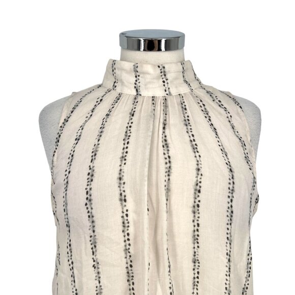 Bella Dahl High Neck Sleeveless Back Button Up Top White Black Size Large - Picture 2 of 11